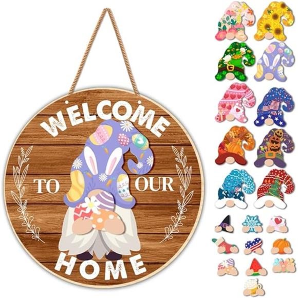 Interchangeable Welcome Sign for Front Door Welcome to Our Home Wreath Sign - Picture 2 of 8